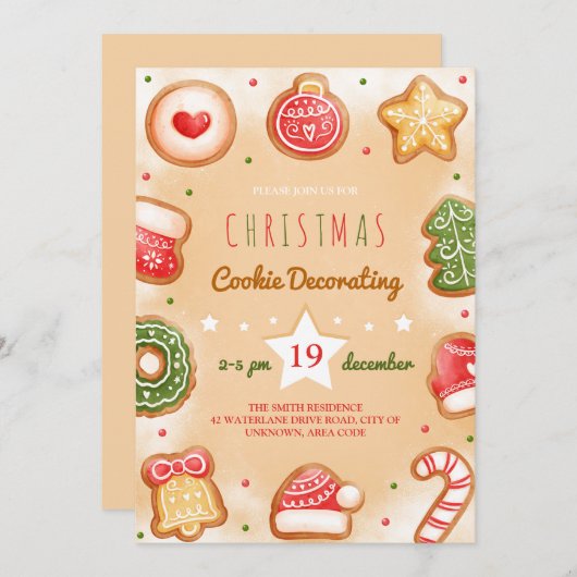 Weihnachtskekse zur Dekoration der Party Einladung (Vorne/Hinten)