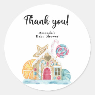 Weihnachtskekshaus - Danke Runder Aufkleber