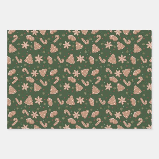 Weihnachtskeksmuster Geschenkpapier Set (Vorderseite 3)