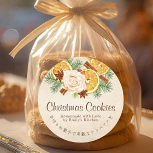 Weihnachtskekstrocken Orange Kraftpapier Elegant Runder Aufkleber
