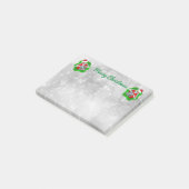 Weihnachtskelette Rote grüne Spritzer Weiß Post-it Klebezettel (angewinkelt)