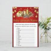 Weihnachtskerze Baby Name Tiername Kinderdusche (Stehend Vorderseite)