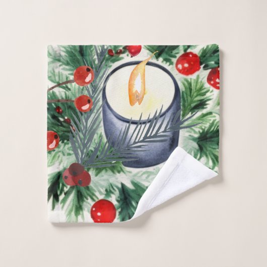Weihnachtskerze Badhandtuch Set (Waschlappen)