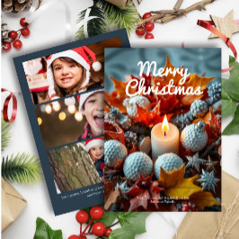 Weihnachtskerze ・ Drei-Foto-Marine Feiertagskarte