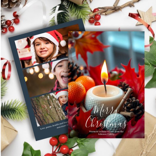 Weihnachtskerze ・ Drei-Foto-Marine Feiertagskarte