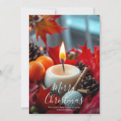 Weihnachtskerze ・ Foto Feiertagskarte (Vorderseite)