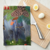 Weihnachtskerze Geschirrtuch (Viertel Falte)