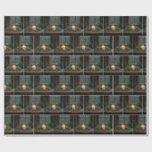 Weihnachtskerze im Bauernhaus-Fenster Geschenkpapier (Flach)