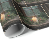 Weihnachtskerze im Bauernhaus-Fenster Geschenkpapier (Rolleneckpunkt)