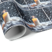 Weihnachtskerze im Schnee Geschenkpapier (Rolleneckpunkt)