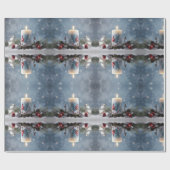 Weihnachtskerze im Winter mit Schnee und Kopierrau Geschenkpapier (Flach)