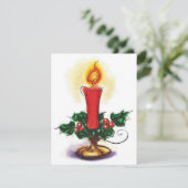 Weihnachtskerze in Holly Feiertagskarte (Stehend Vorderseite)