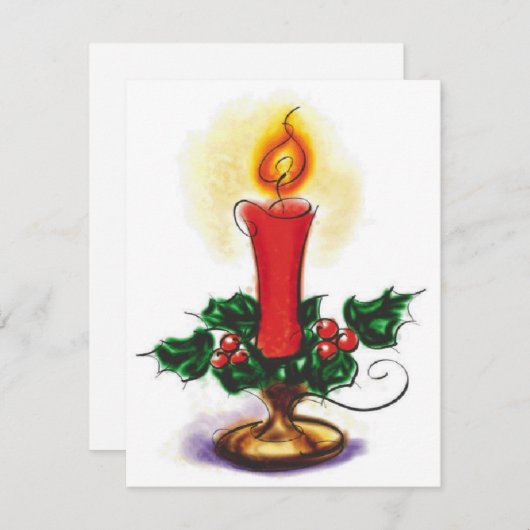 Weihnachtskerze in Holly Feiertagskarte (Vorne/Hinten)
