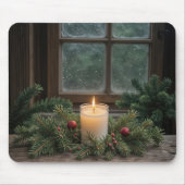 Weihnachtskerze in Kiefernzweigen Mousepad (Vorne)