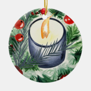 Weihnachtskerze Keramik Ornament