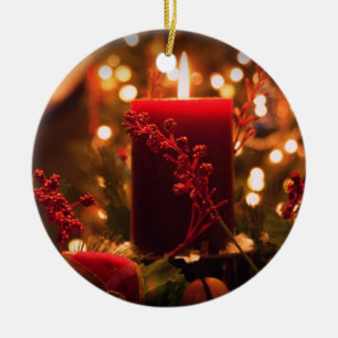 Weihnachtskerze Keramikornament