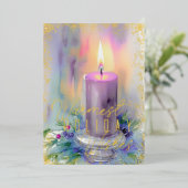 Weihnachtskerze Lila Folien Feiertagskarte (Stehend vorne)