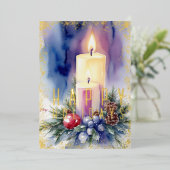 Weihnachtskerze Lila Folien Feiertagskarte (Stehend vorne)