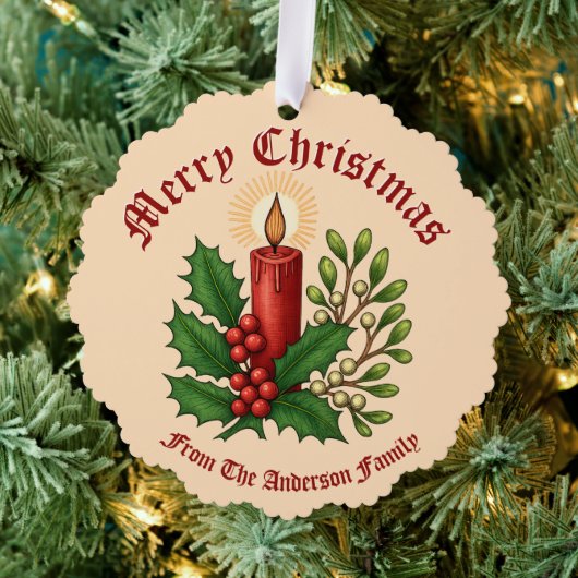 Weihnachtskerze mit Holly & Mistletoe Ornament Karte (Insitu (Baum))