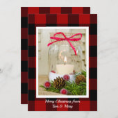 Weihnachtskerze mit Kiefer Feiertagskarte (Vorne/Hinten)