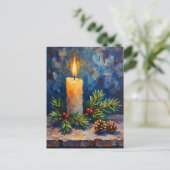Weihnachtskerze mit Kiefer Postkarte (Stehend Vorderseite)