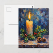 Weihnachtskerze mit Kiefer Postkarte (Vorne/Hinten)