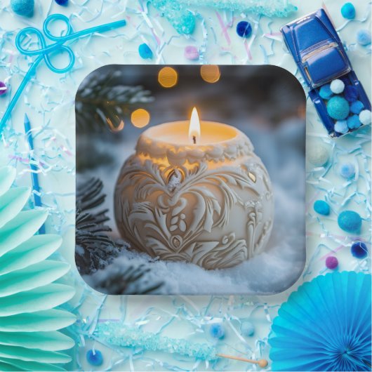 Weihnachtskerze Pappteller (Party)