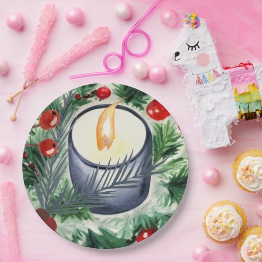 Weihnachtskerze Pappteller (Party)