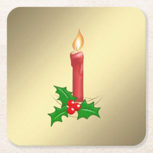 Weihnachtskerze Rechteckiger Pappuntersetzer
