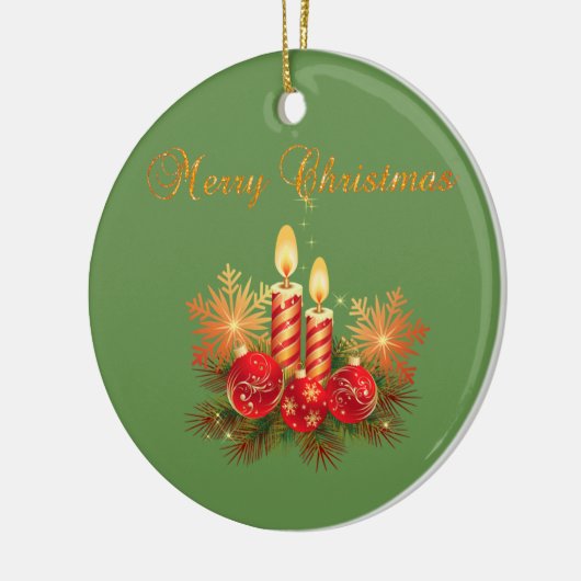 Weihnachtskerze, Schneeflocken, Frohe Weihnachten Keramik Ornament (Links)