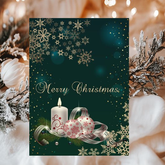 Weihnachtskerze, Schneeflocken, Grüne Weihnachten