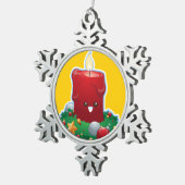 Weihnachtskerze Schneeflocken Zinn-Ornament (Rechts)