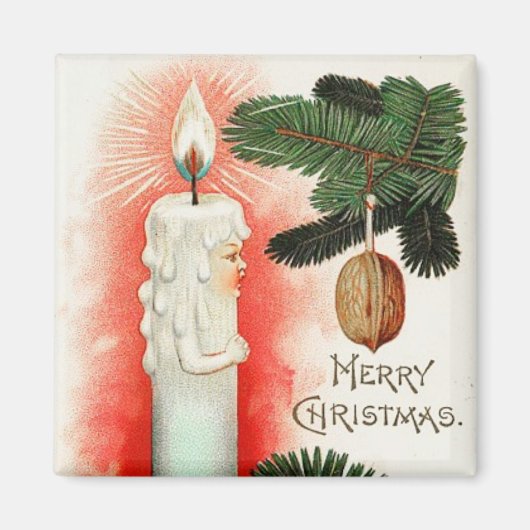 Weihnachtskerze Vintag Magnet (Vorne)