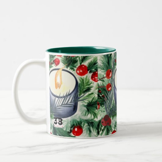 Weihnachtskerze Zweifarbige Tasse (Links)