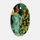 Weihnachtskerzen auf Baum mit Engel Keramik Ornament (Rechts)