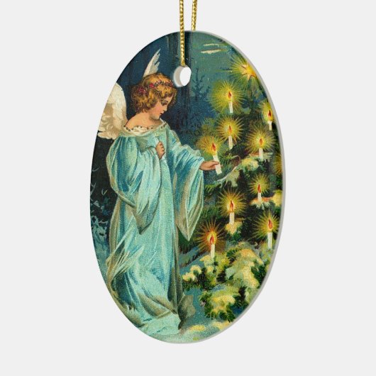 Weihnachtskerzen auf Baum mit Engel Keramik Ornament (Links)