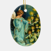 Weihnachtskerzen auf Baum mit Engel Keramik Ornament (Hinten)