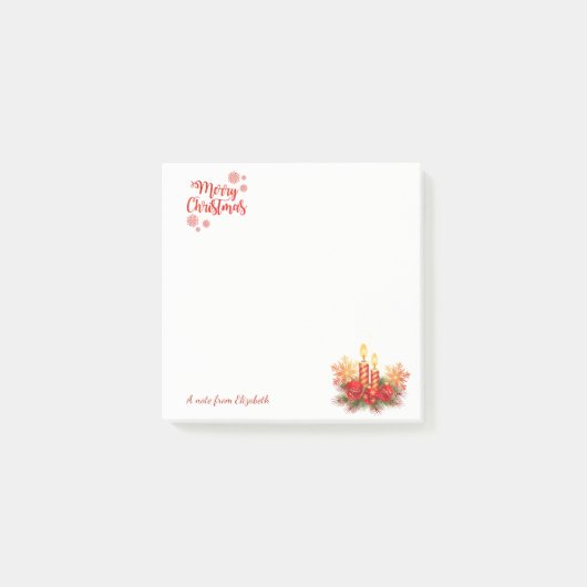 Weihnachtskerzen, Bälle, Schneeflocken Personalisi Post-it Klebezettel (Vorderseite)