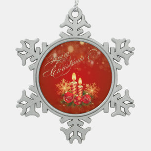 Weihnachtskerzen, Bälle, Schneeflocken Schneeflocken Zinn-Ornament