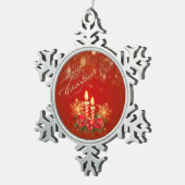 Weihnachtskerzen, Bälle, Schneeflocken Zinn-Ornament (Rechts)