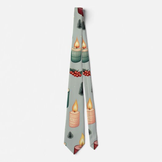 Weihnachtskerzen Berries und Bäume Krawatte (Vorderseite)