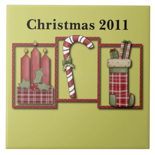 Weihnachtskerzen, Candy Cane & Strumpf Fliese (Vorderseite)
