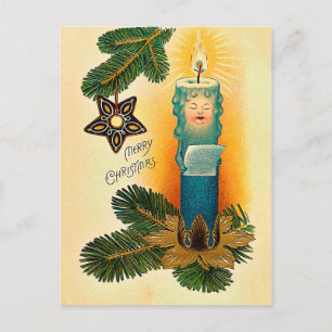 Weihnachtskerzen-Cartoon im Vintage-Stil Feiertagspostkarte