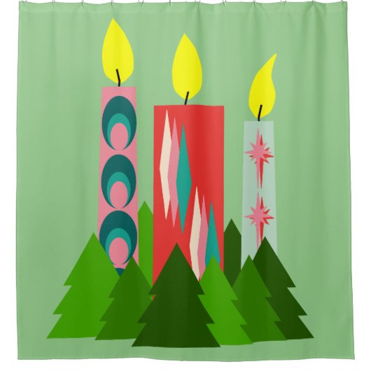 Weihnachtskerzen Duschvorhang (Vorderseite)