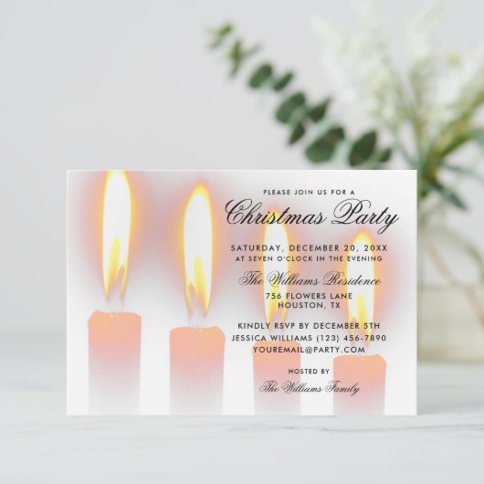 Weihnachtskerzen Einladung (Stehend Vorderseite)