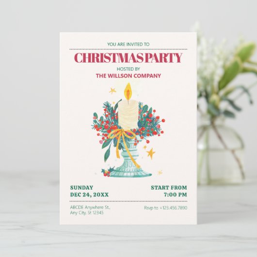 Weihnachtskerzen Einladung (Stehend Vorderseite)