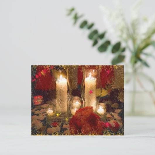 Weihnachtskerzen Feiertagspostkarte (Stehend Vorderseite)