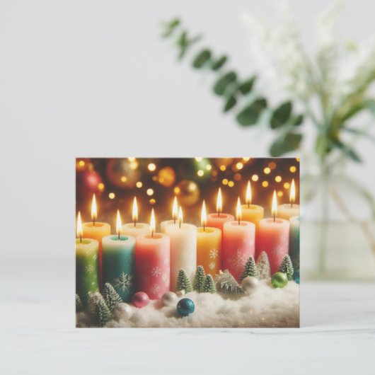 Weihnachtskerzen Feiertagspostkarte (Stehend Vorderseite)