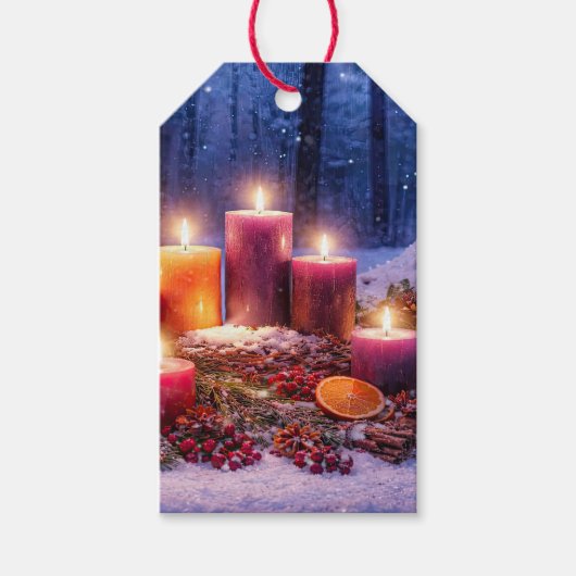 Weihnachtskerzen-Geschenk-Anhänger Geschenkanhänger (Vorderseite)
