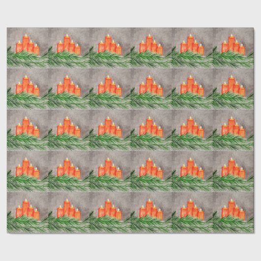 Weihnachtskerzen Geschenkpapier (Saum)